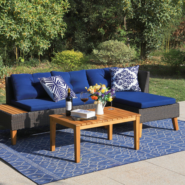 Laurel Foundry Modern Farmhouse Norton St Philip 3 Person Outdoor Seating Group with Cushions